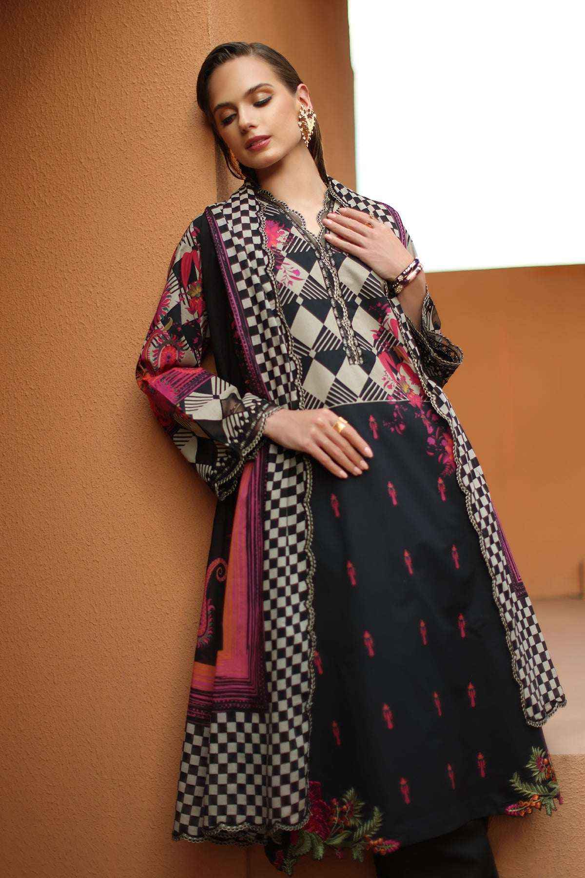3-PC Stitched Embroidered   Lawn  SLC27-10P