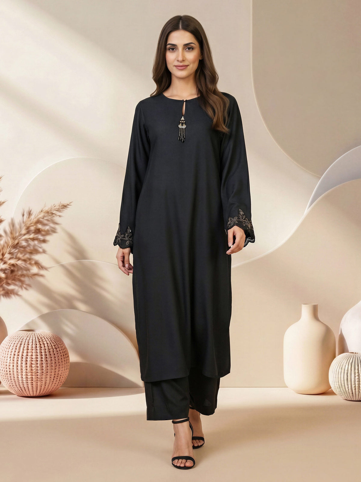 2 Piece Premium Silk Suit- Embellished (Pret)