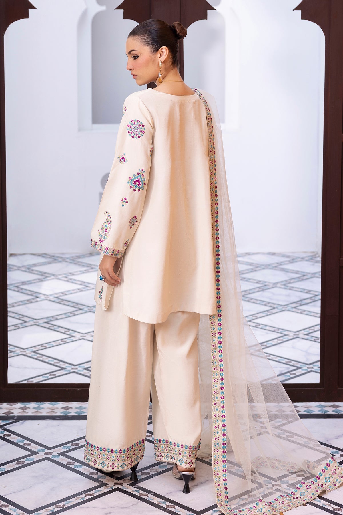 3-PC Embroidered Raw-Silk CMA-6-404