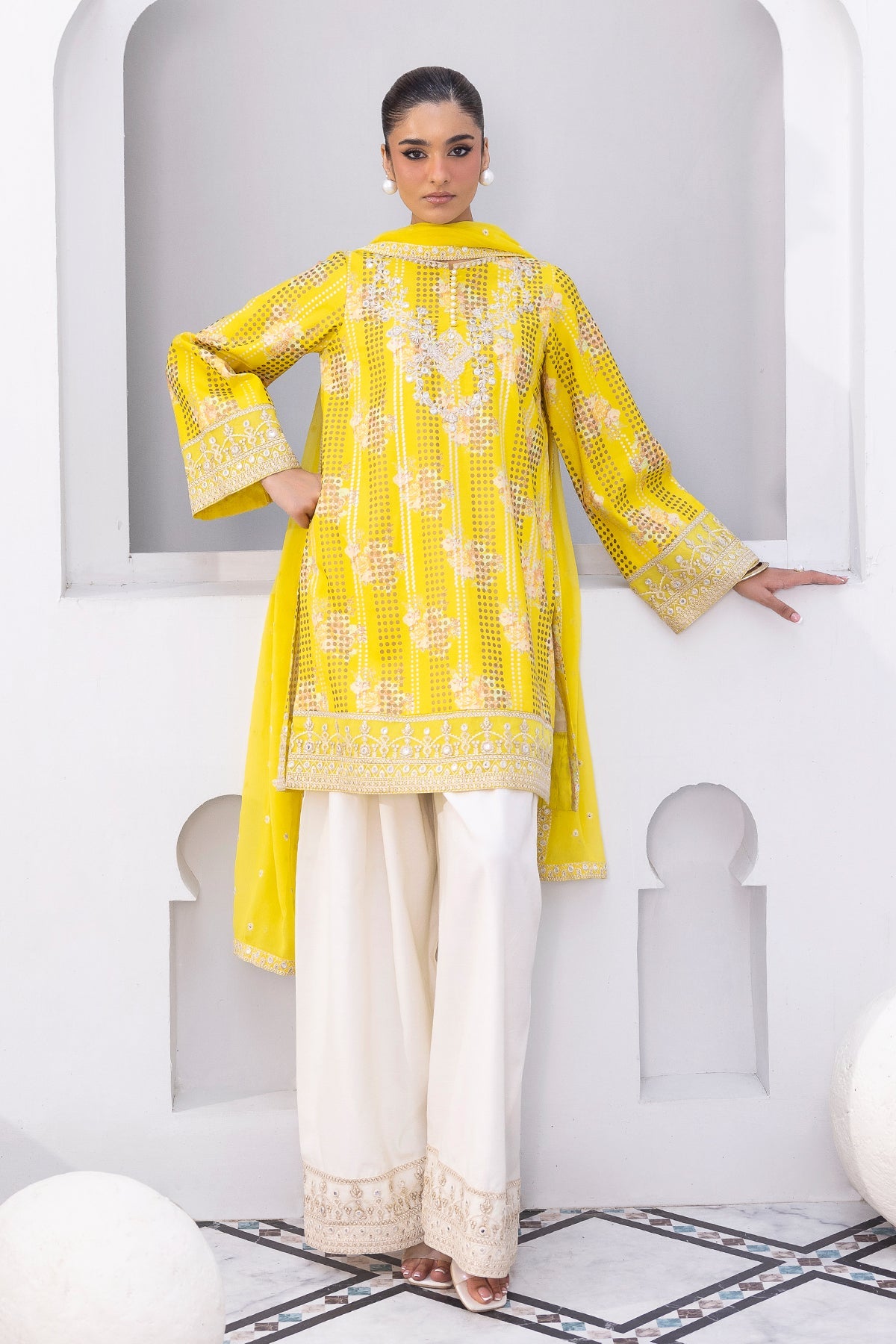 3-PC Embroidered Raw-Silk CMA-6-410