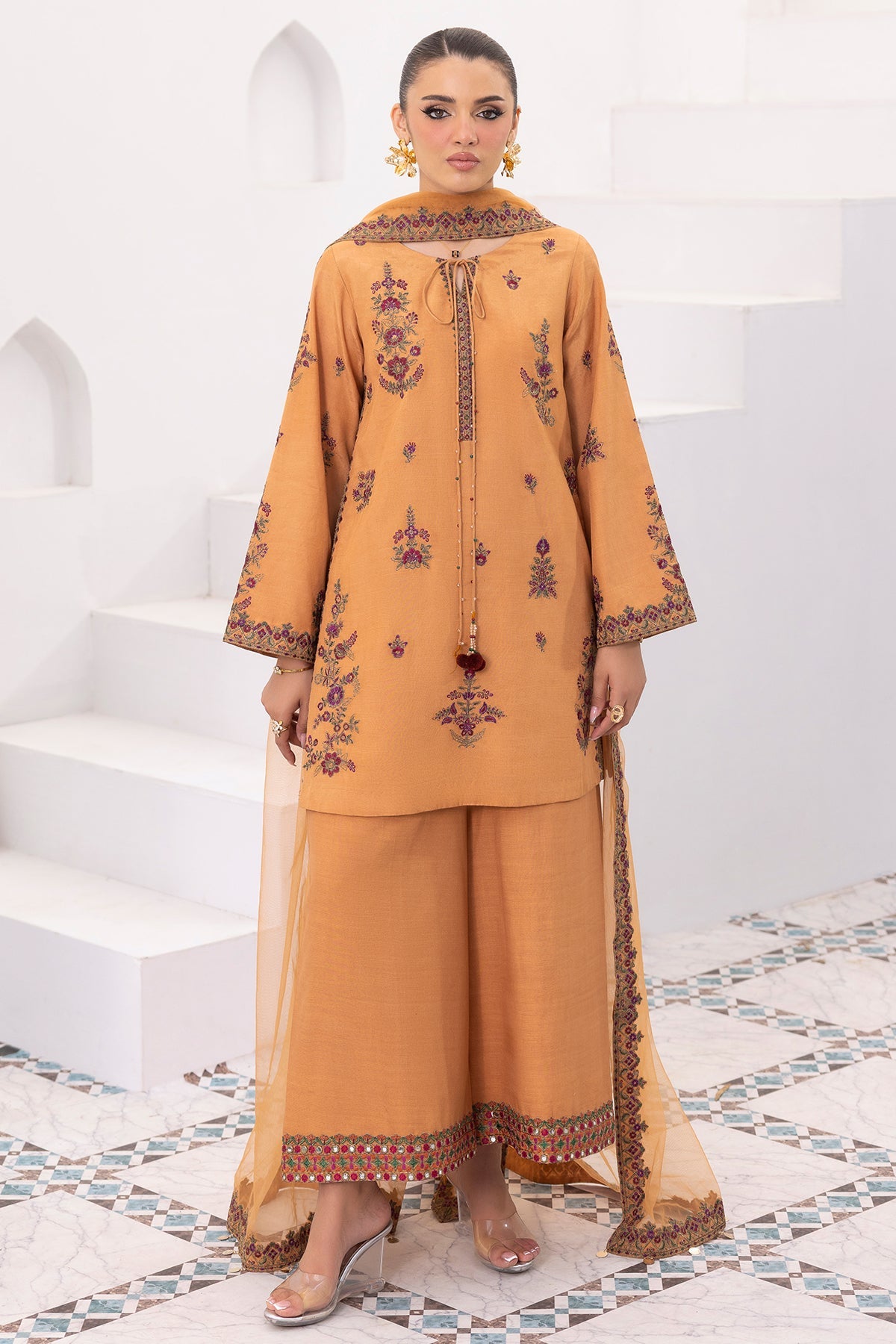 3-PC Embroidered Raw-Silk CMA-6-370