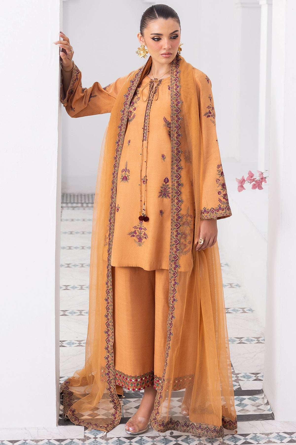 3-PC Embroidered Raw-Silk CMA-6-370