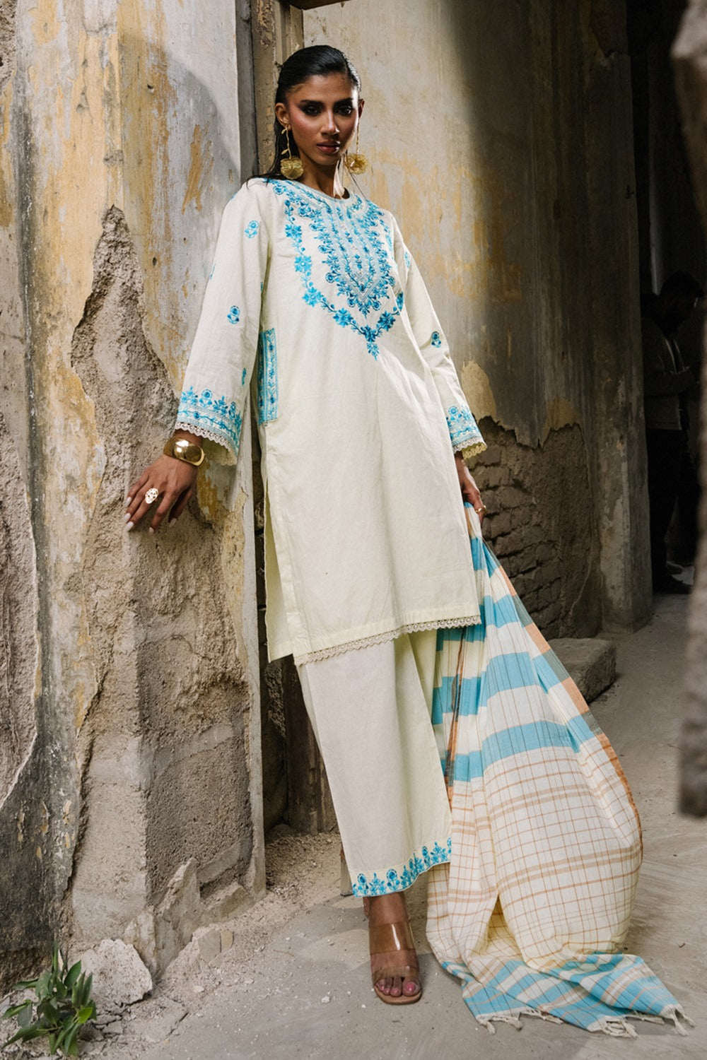 3PC Cambric Embroidered Suit