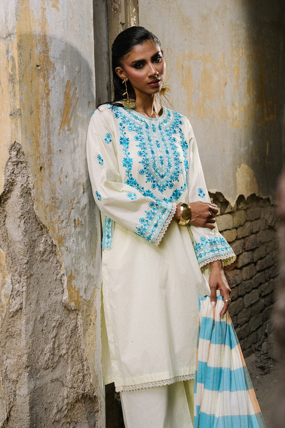 3PC Cambric Embroidered Suit