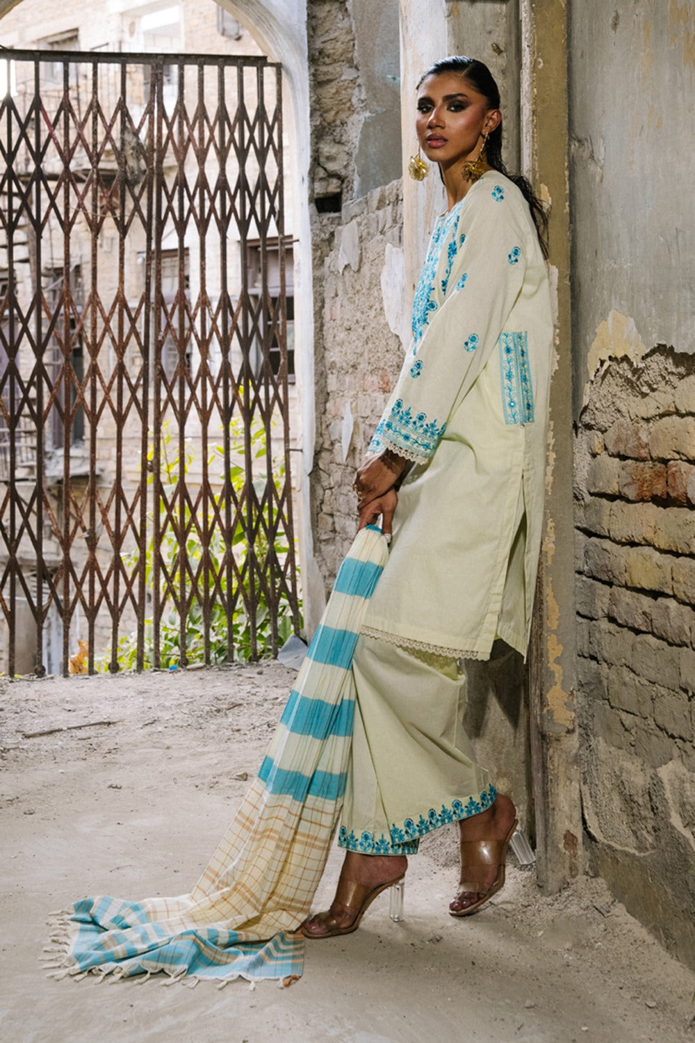 3PC Cambric Embroidered Suit