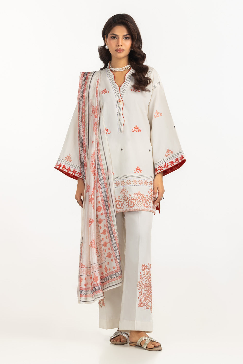 3PC Cambric Embroidered Suit