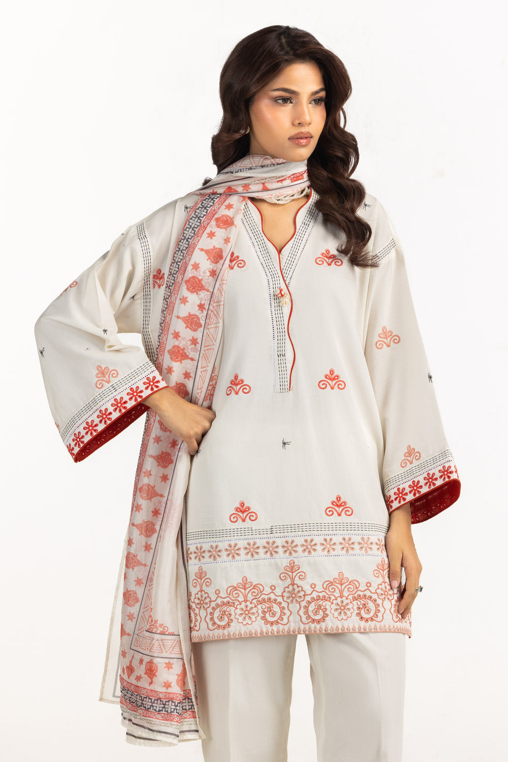3PC Cambric Embroidered Suit