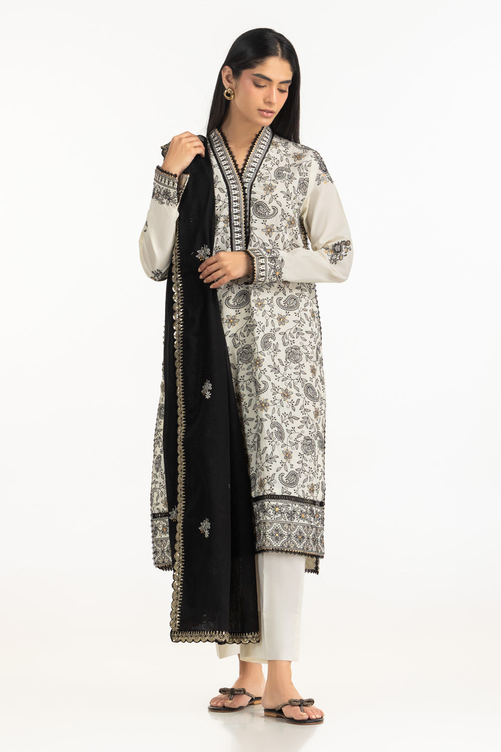 3PC Cambric Embroidered Suit