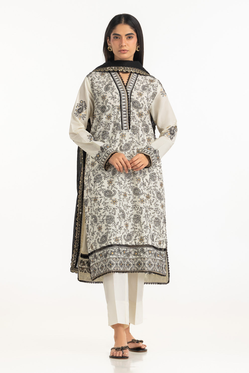 3PC Cambric Embroidered Suit
