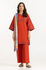 3PC Cambric Embroidered Suit With Scarf