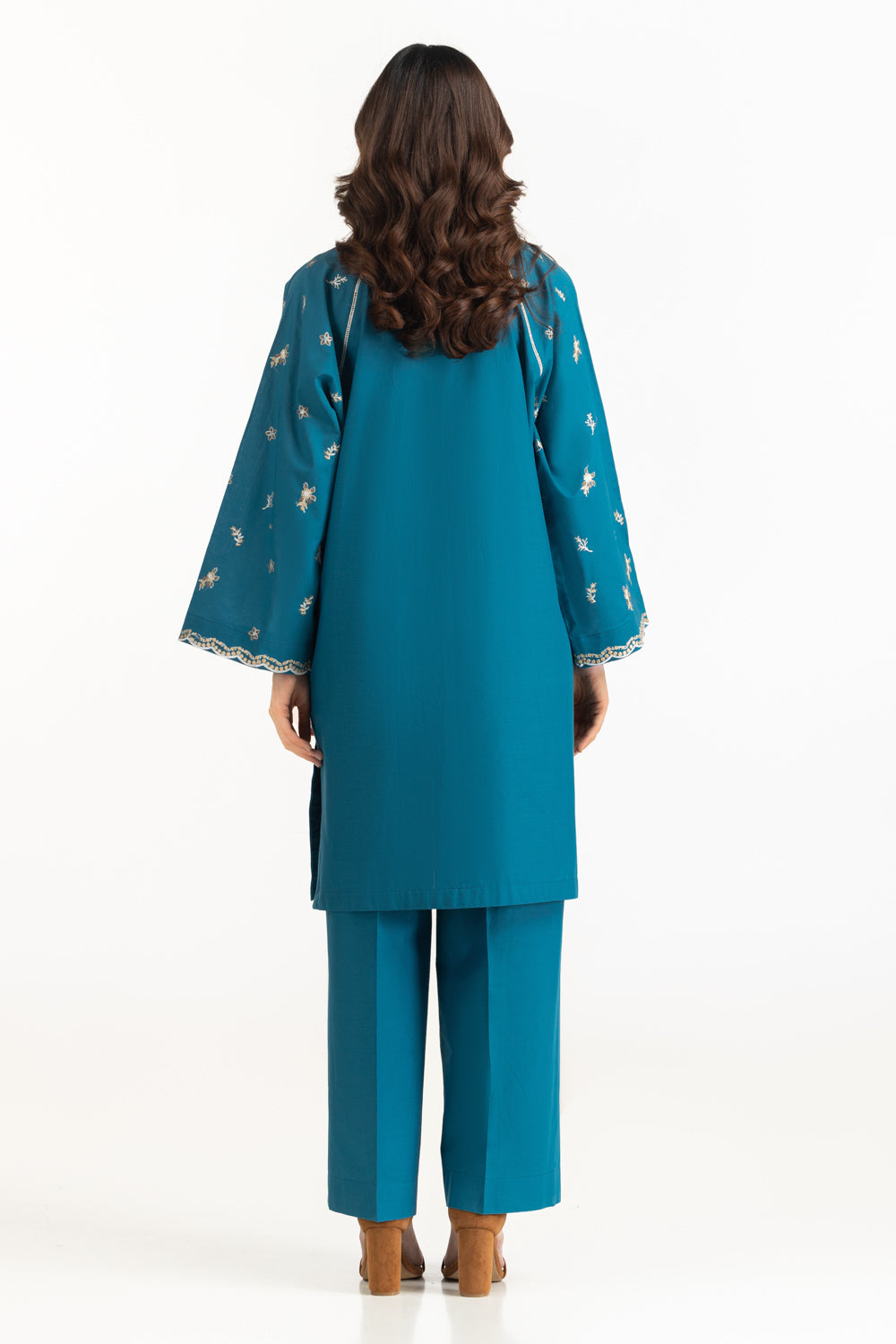 3PC Cambric Embroidered Suit With Scarf