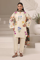 3PC Cambric Printed Suit With Embroidered