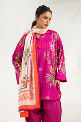 3PC Cambric Printed Suit With Scarf