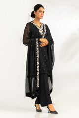 3PC Chiffon Embroidered Suit