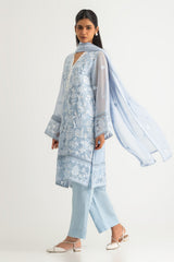 3PC Chiffon Embroidered Suit