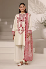 3PC Cotton Net Embroidered Suit