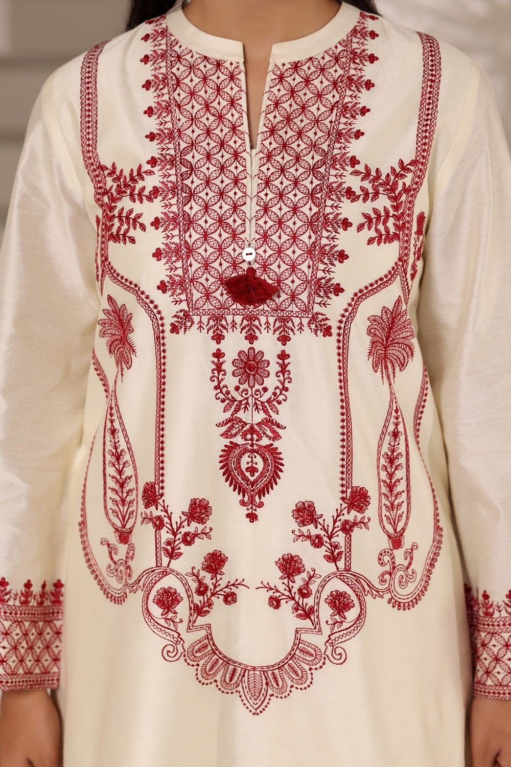 3PC Cotton Net Embroidered Suit