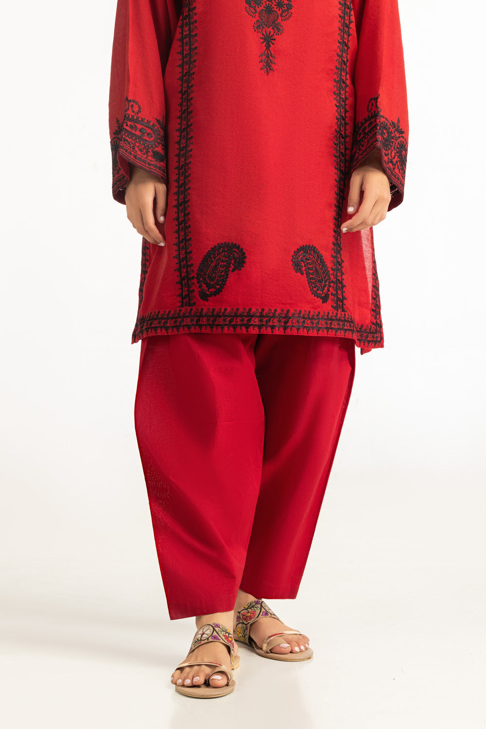 3PC Cotton Net Embroidered Suit