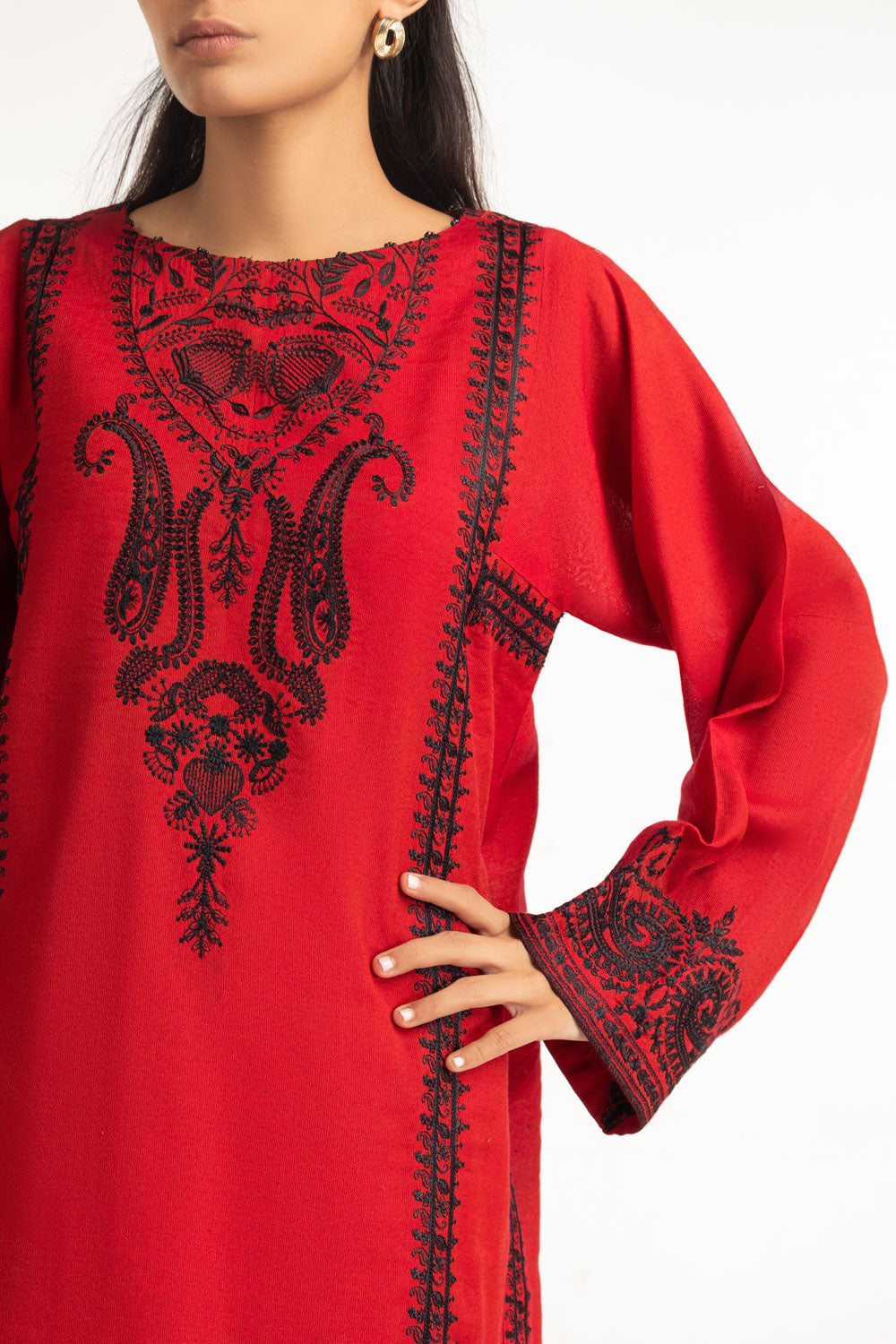 3PC Cotton Net Embroidered Suit
