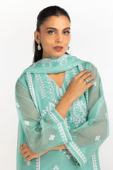 3PC Cotton Net Embroidered Suit