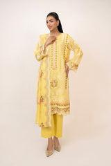 3PC Cotton Net Embroidered Suit