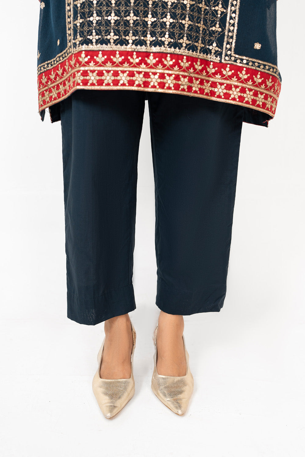 3PC Cotton Net Embroidered Suit