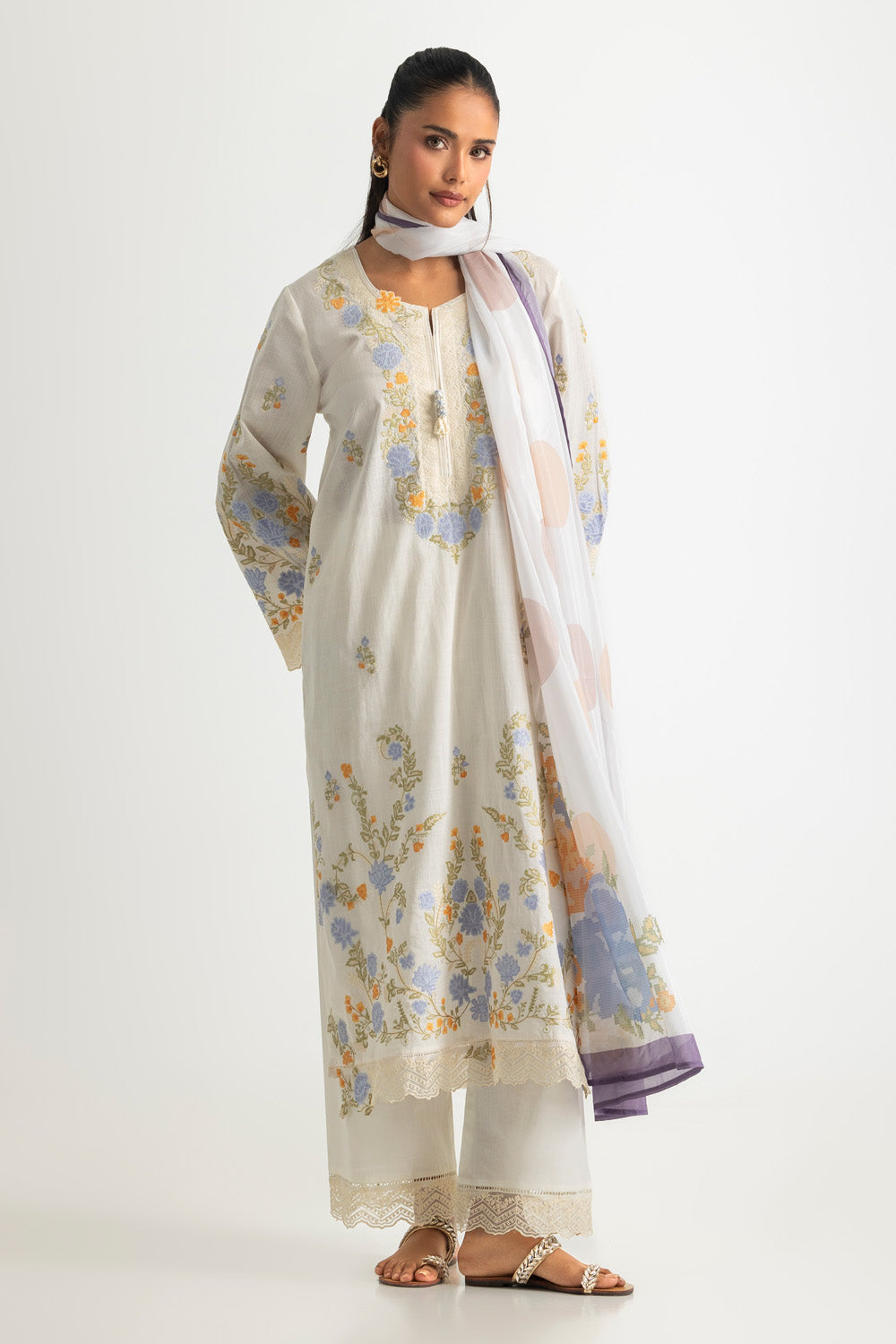3PC Cross Hatch Embroidered Suit