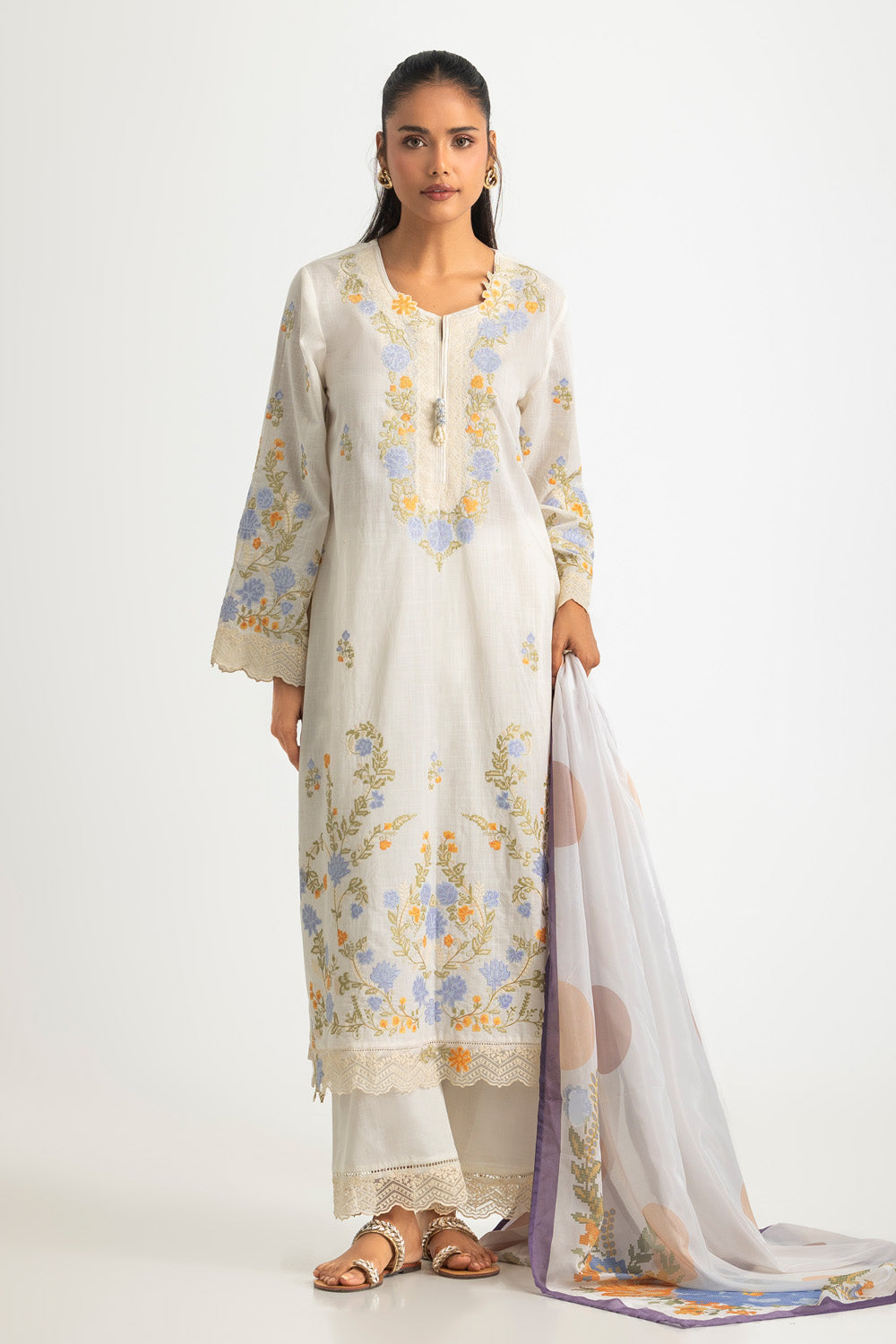 3PC Cross Hatch Embroidered Suit