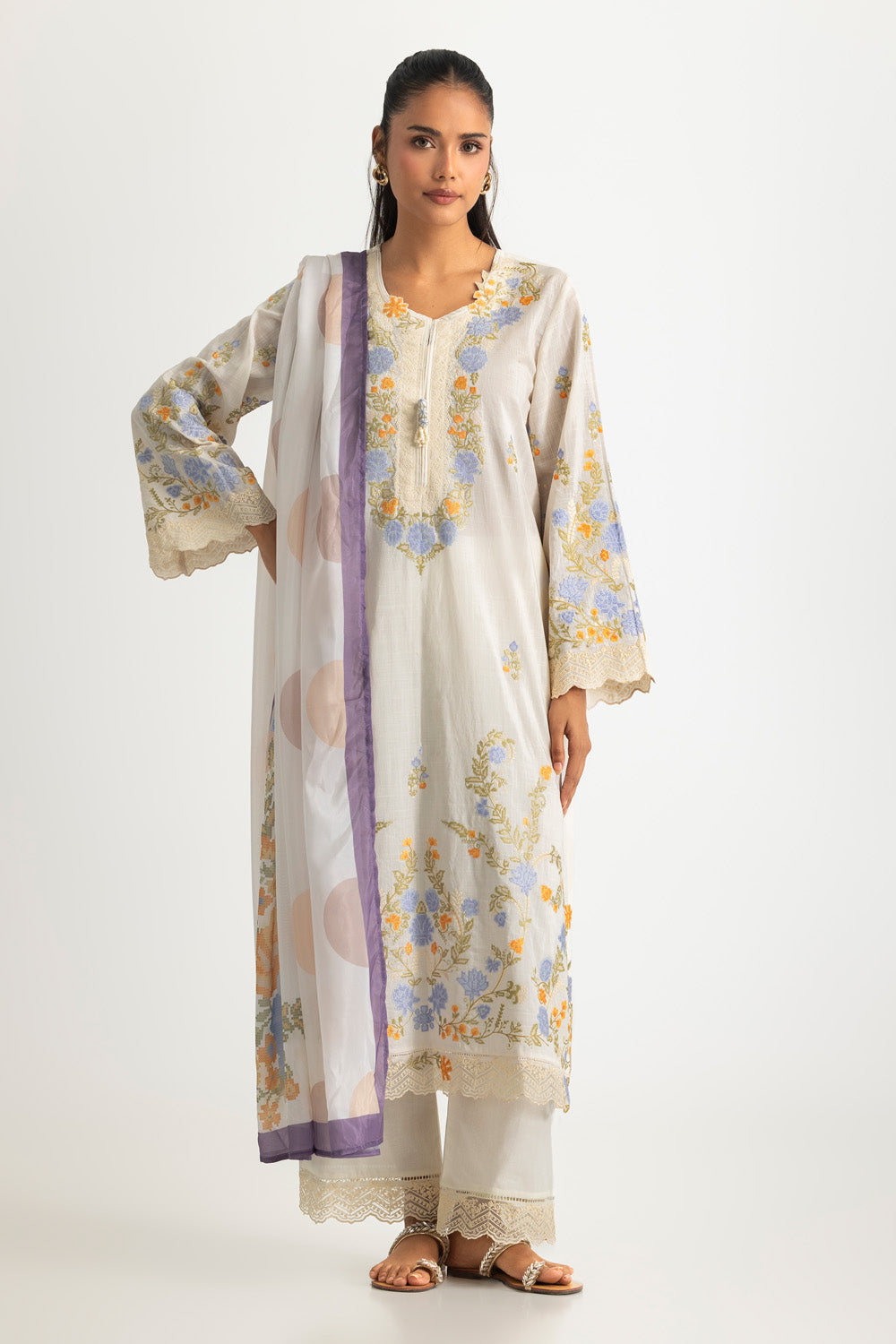 3PC Cross Hatch Embroidered Suit