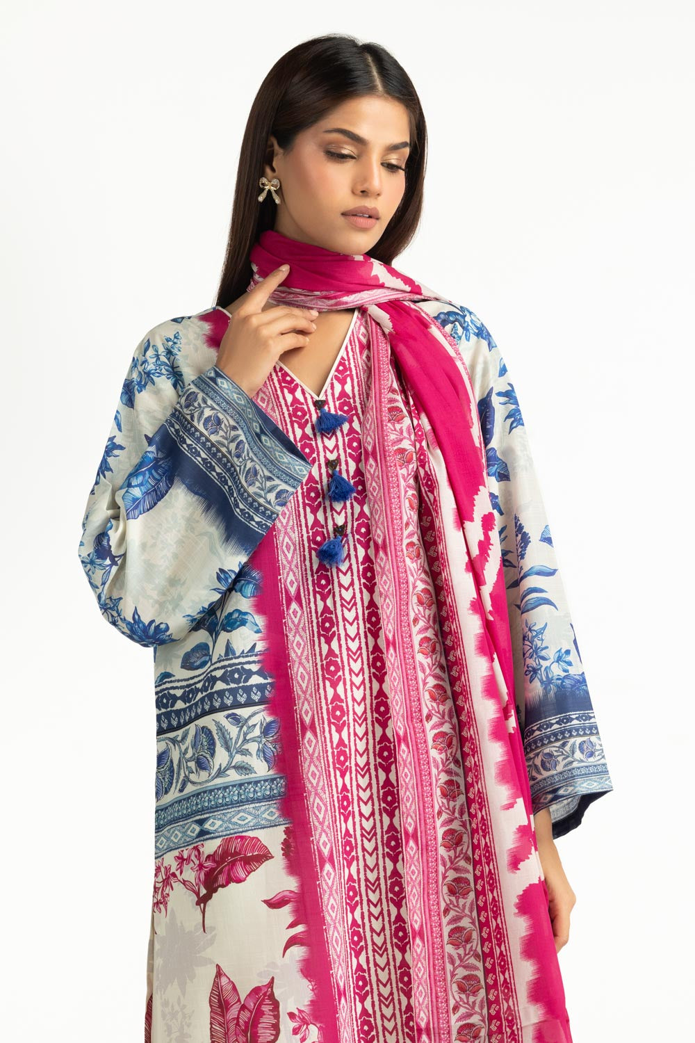 3PC Cross Hatch Printed Suit