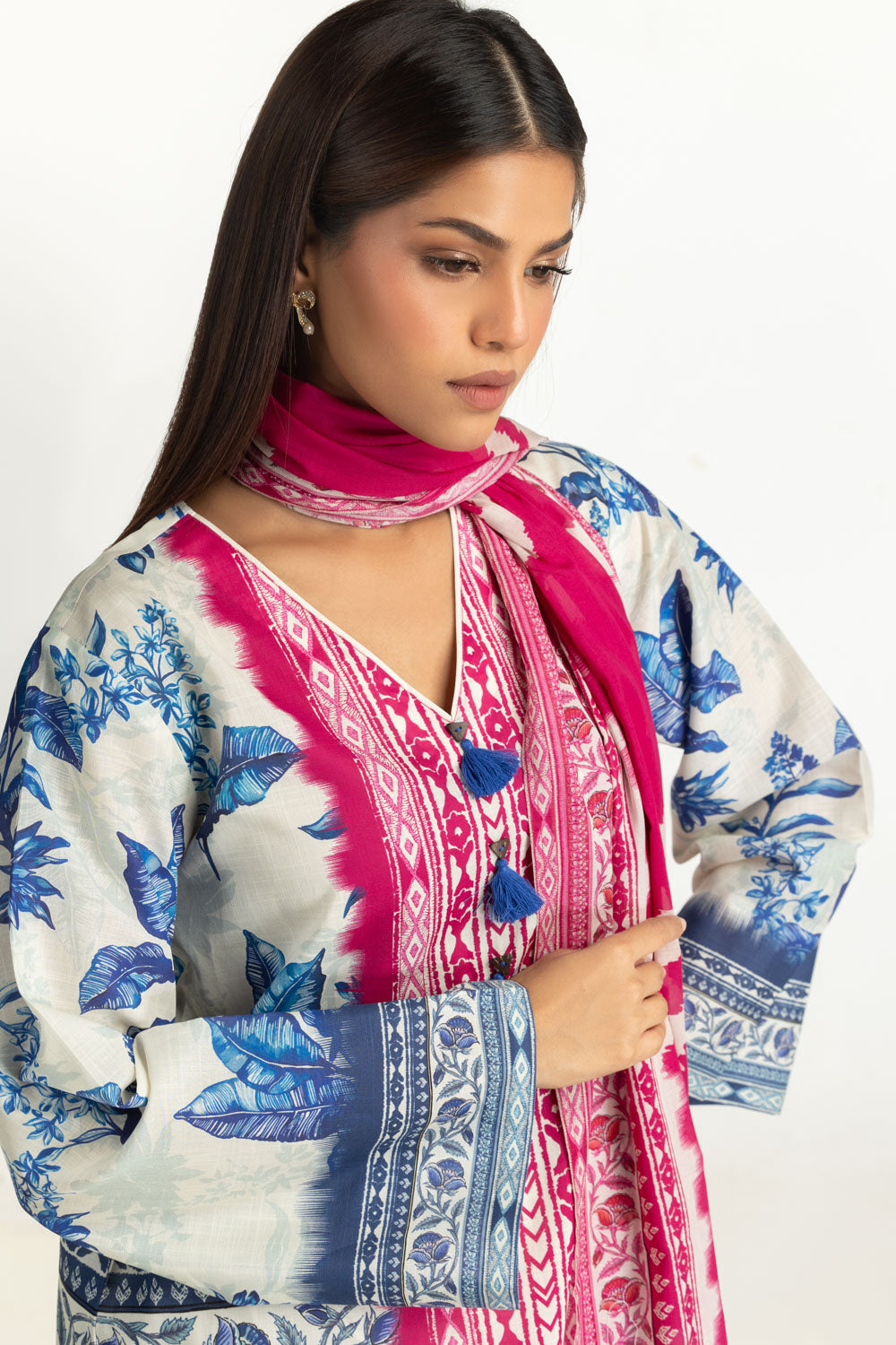 3PC Cross Hatch Printed Suit