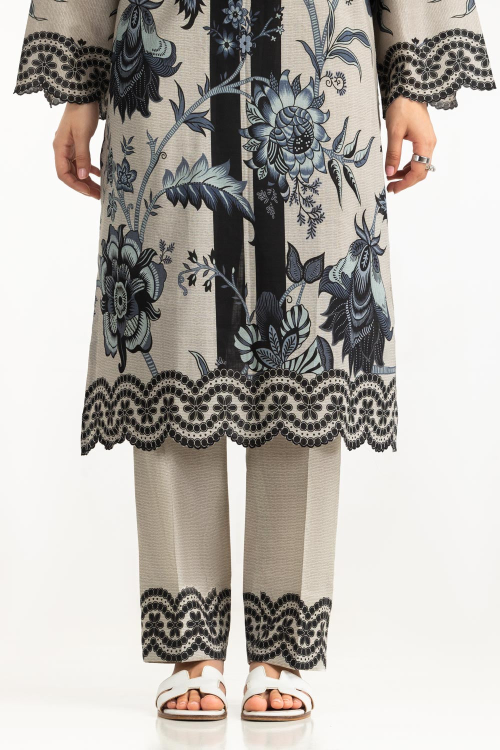 3PC Cross Hatch Printed Suit