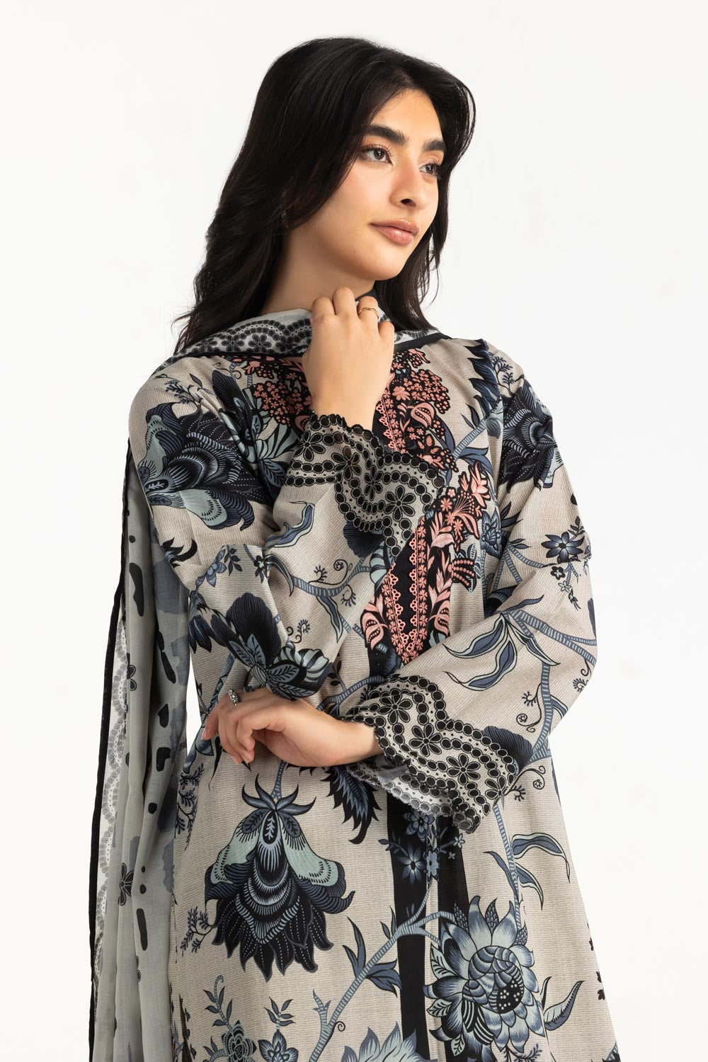 3PC Cross Hatch Printed Suit