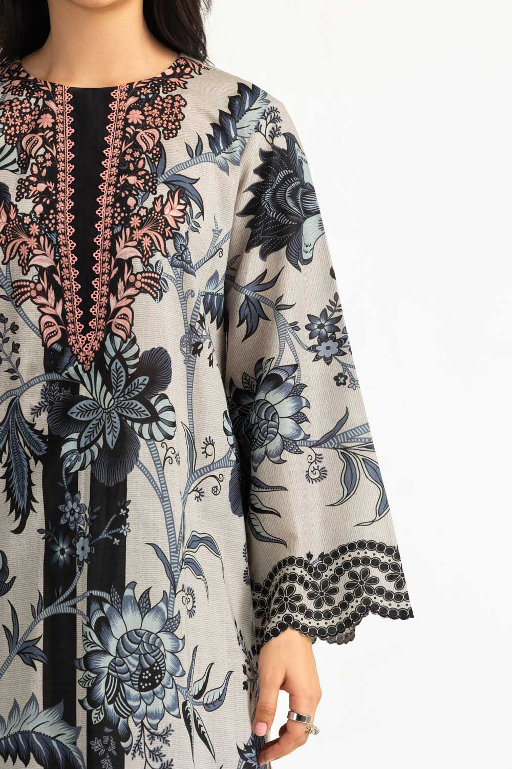 3PC Cross Hatch Printed Suit