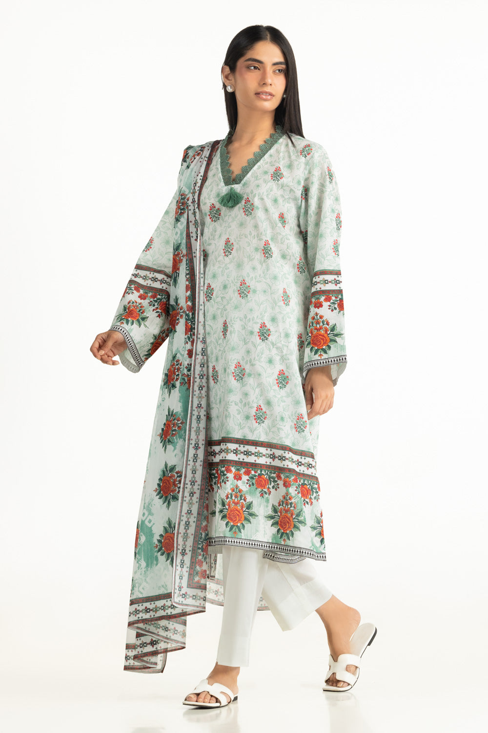 3PC Cross Hatch Printed Suit