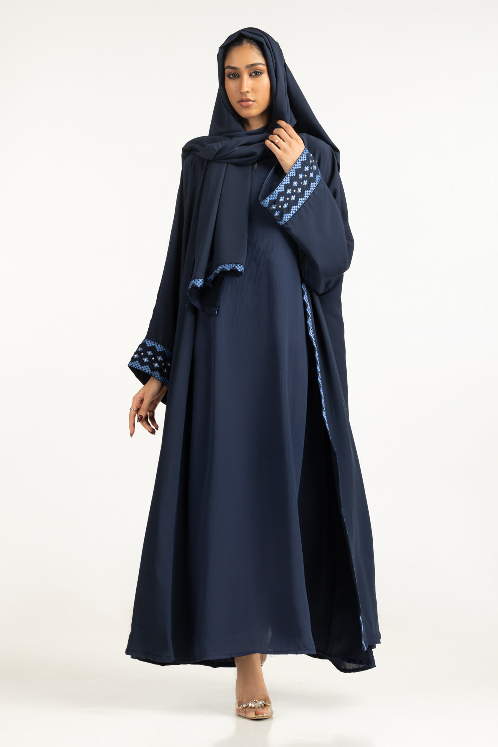3PC Georgette Embroidered Abaya