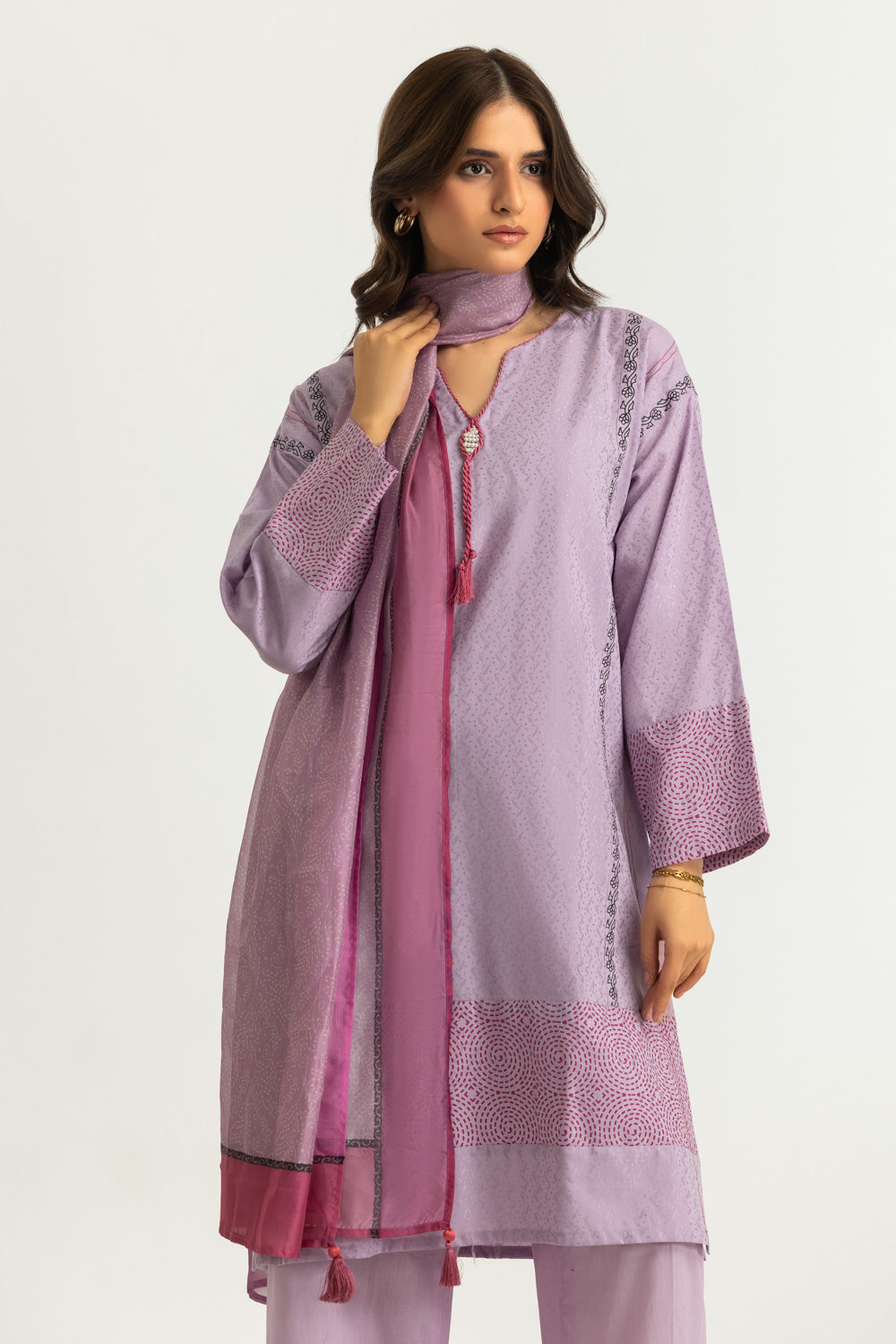 3PC Jacquard Block Printed Suit