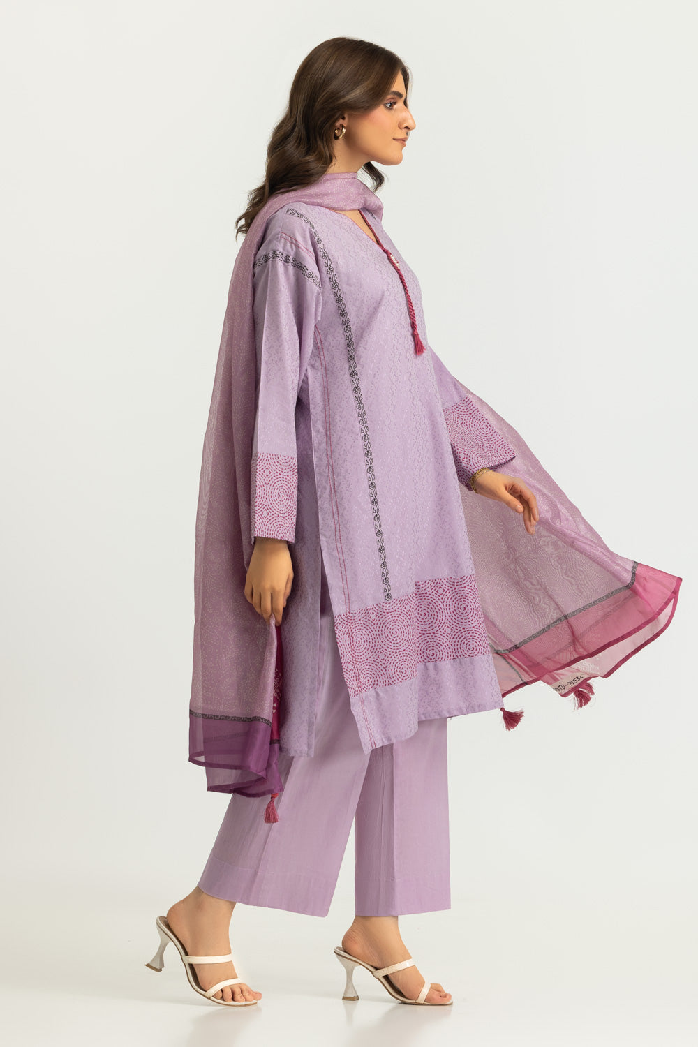 3PC Jacquard Block Printed Suit