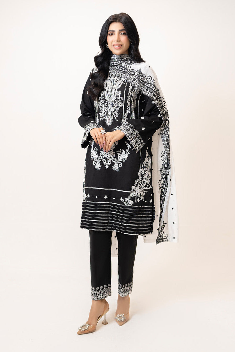 3PC Jacquard Embroidered Suit