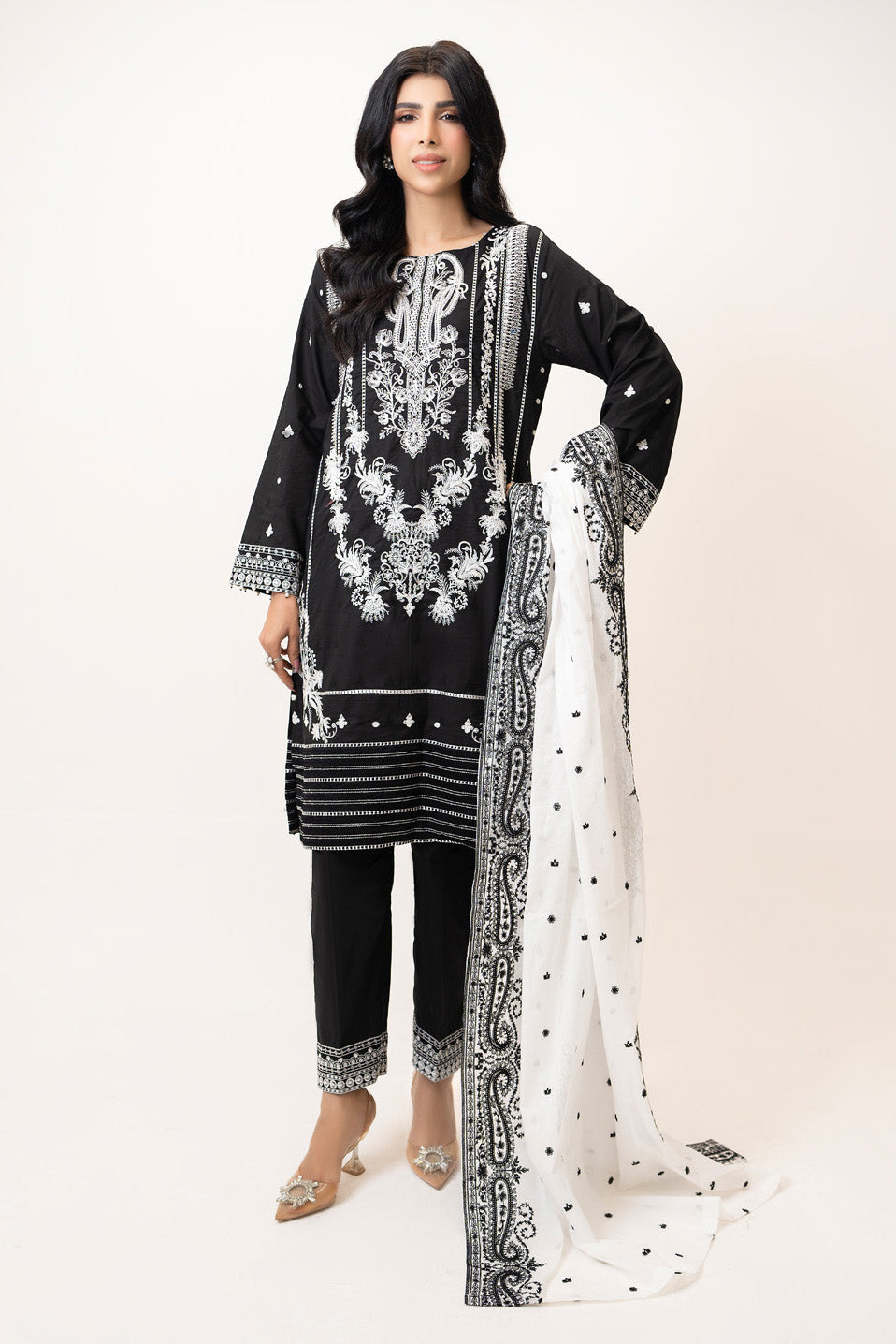 3PC Jacquard Embroidered Suit