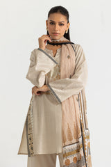 3PC Jacquard Embroidered Suit With Printed