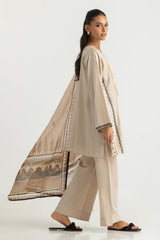 3PC Jacquard Embroidered Suit With Printed