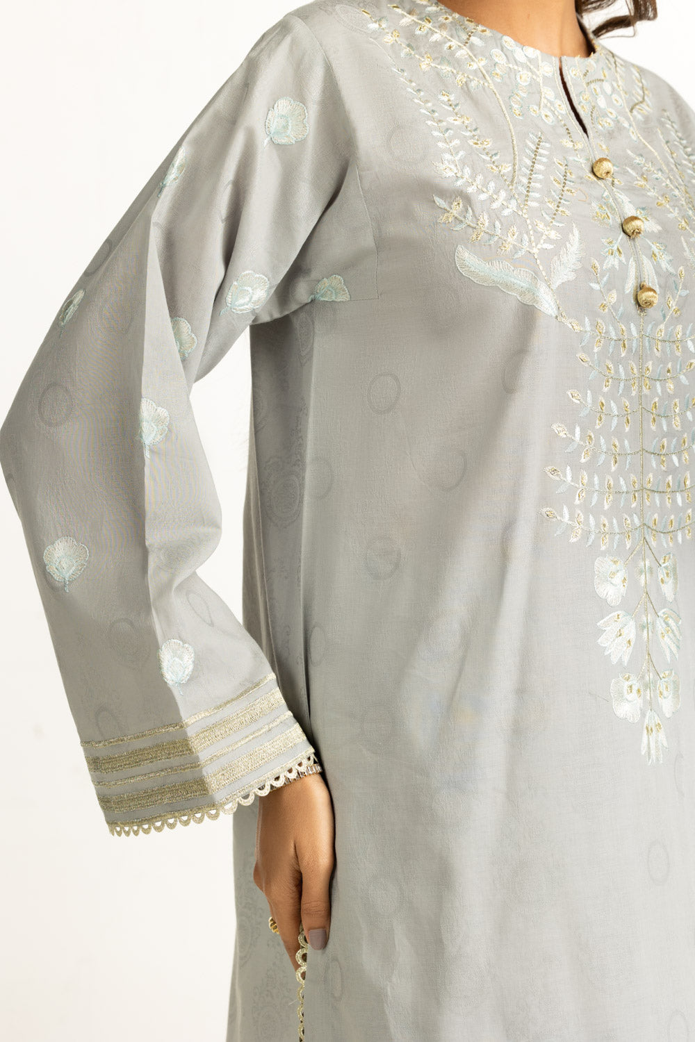 3PC Jacquard Suit With Embroidered