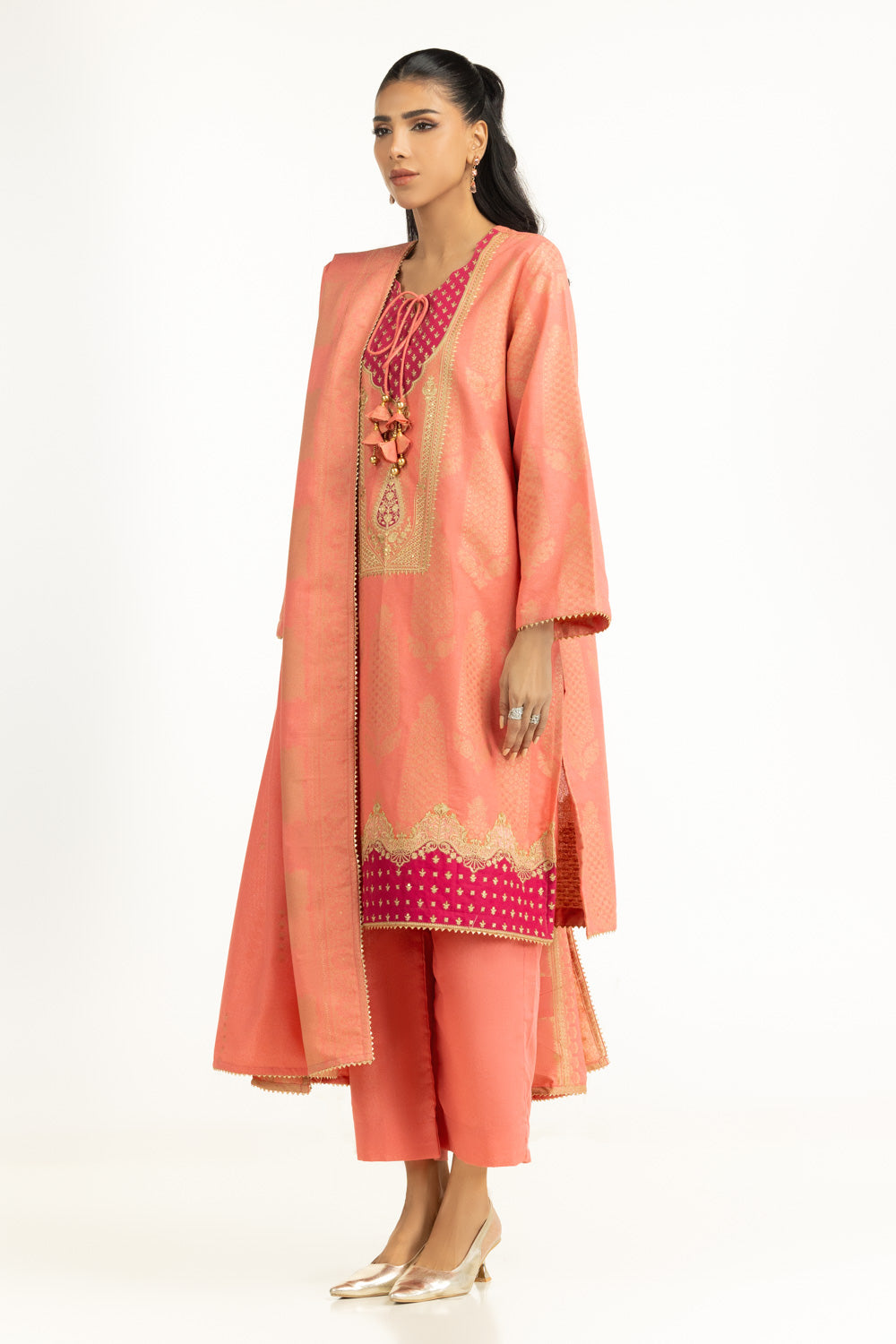3PC Karandi Jacquard Embroidered Suit