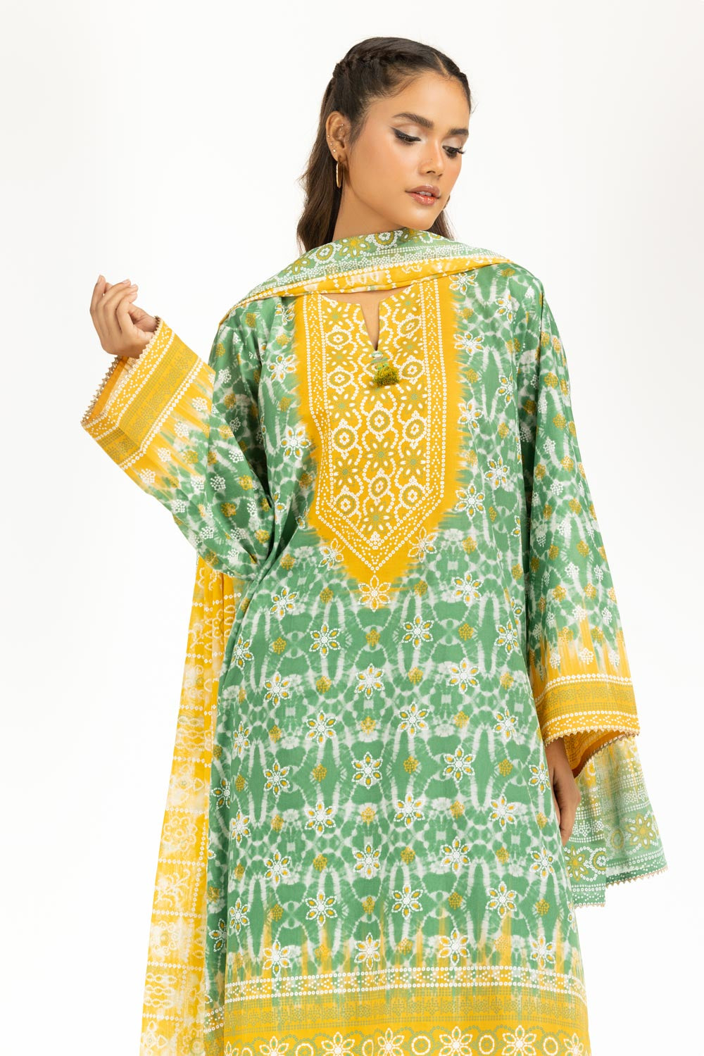 3PC Lacquer Printed Lawn Suit