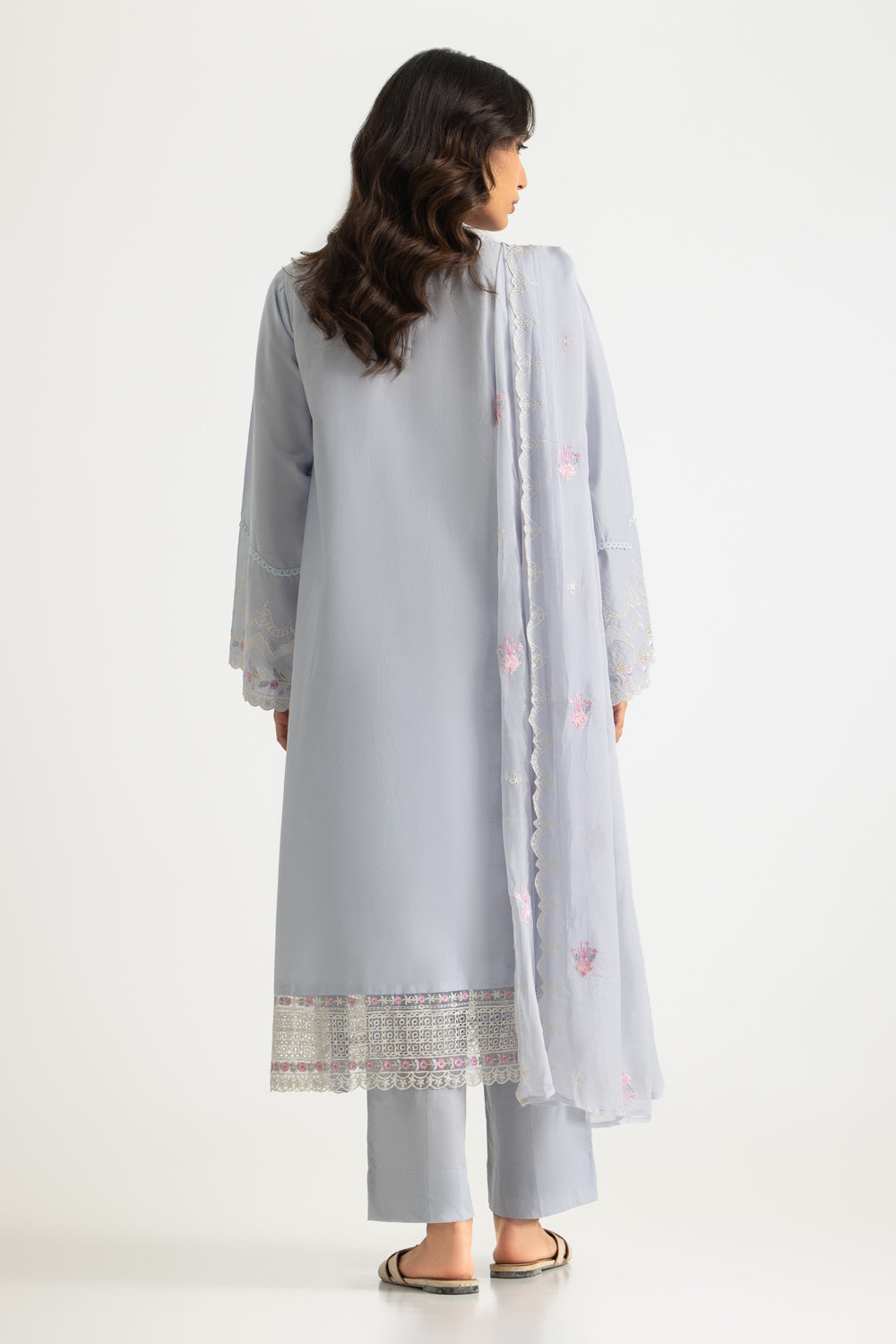 3PC Lawn Embroidered Suit With Chiffon Embroidered Dupatta