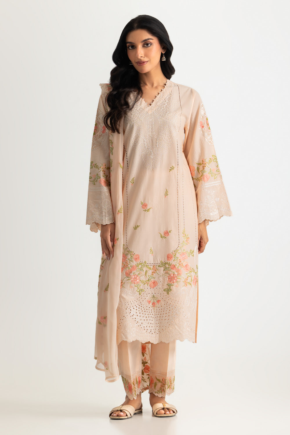 3PC Lawn Embroidered Suit With Chiffon Embroidered Dupatta