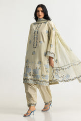 3PC Lawn Embroidered Suit With Chiffon Embroidered Dupatta