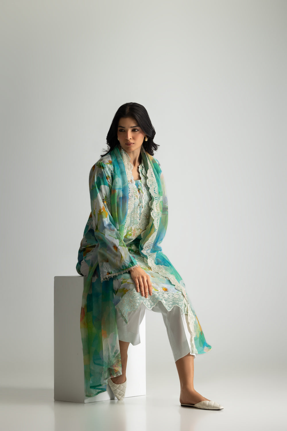 3PC Lawn Embroidered Suit With Paper Cotton Embroidered Dupatta