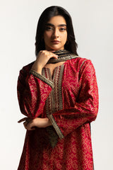 3PC Lawn Gold Printed Suit With Embroidered
